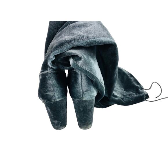 3315 Velvet Knee High Boots Gray Blue Pointed Toe Heeled Zip Women 8.5 - Picture 6 of 9